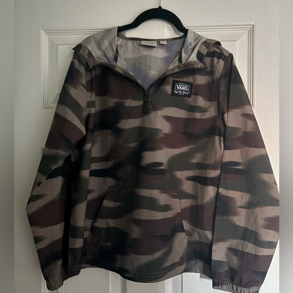 Vans Boys’ Camo Half-Zip Hooded Jacket | Size M